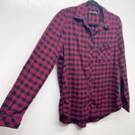 Beach Lunch Lounge Check Print Womens Button Front Long Sleeve Shirt Size Medium Photo 4