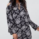All Saints Dark Gray Shift Floral Lace Cold Shoulder Boho Dress - Large Photo 0