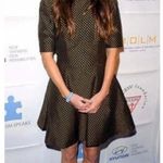 Ted Baker Size 0 XS Nelli Jacquard Skater Gold Black Polka Dot Dress Photo 1