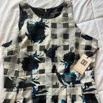 Ivanka Trump  Black White Blue Floral Check pattern dress Size 12 Photo 1