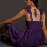 Anthropologie Maeve Ruffled Tulle Mini Dress deep Purple L Photo 2