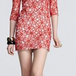 Diane Von Furstenberg DVF Sarita Red Lace Sheath Dress Tulle Floral Overlay Elegant Cocktail Wed Sz 10 Photo 0