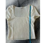 Madewell Popcorn White Square Neckline Ribbed Cropped Cap Sleeve Top Size Large Photo 8