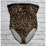 Newport News  One Piece Swimsuit Size 14 Bandeau Leopard Sequin Halter Photo 0