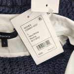 Theory Woven Combo Vest Shirt in Navy & White Size Large NWT Sweater Photo 9