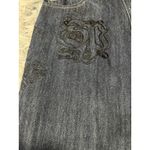 Vintage Y2k Wide Leg Baggy Jeans Raw Gray Embroidered Hip Hop‎ Size 30x32 Photo 5