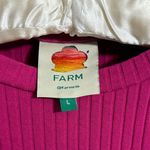 Farm Rio  Rib Stretch Organic Cotton Puff Sleeve Pink Thong Bodysuit Photo 3