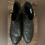 ALDO Black Vegan Leather Ankle Booties 3 Buckle Straps & Gold Hardware Sz 8 Photo 3