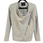 [BLANKNYC] Women XS Pinstripe Linen Asymmetric Drape Front Jacket Blazer Neutral Tan Photo 0