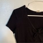 Garage  Ribbed Crop Top Black Bow Cut Out Photo 3