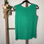 Ming Wang Green Sleeveless Knit Top Size Medium Scoop Neck Side Slit Photo 2