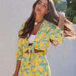 ZARA Printed Linen Blend Cropped Blouse Photo 0