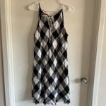 Anthropologie  Cloth & Stone Black White Gingham Buffalo Check Fringed Dress 14P Photo 3