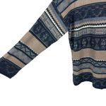 CHAPS  Western Sweater Blue Tan Pullover Striped Neckline Crisscross Tie Size L Photo 2