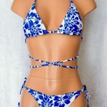 Boutique Blue & White, Tropical, Strapped, Bikini Set Photo 0