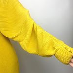 ASOS  Yellow Plisse Pleated V-neck Batwing Long Sleeve Tie Open Back Mini Dress 6 Photo 3