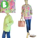 La Cera PINK & GREEN PAISLEY PRINT QUILTED REVERSIBLE JACKET (L) Photo 1
