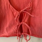 Free People  Hot Pink Kitty Tee Puff Sleeve Cropped Tie Blouse Women's size XS Photo 5