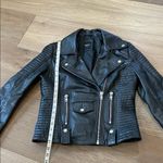 Barneys Originals Leather Biker Jacket Size UK 10/US 6 Black Photo 3