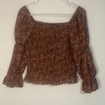 I.N. San Francisco  Floral Smocked Top in Brown Photo 1