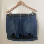 London Jean Y2k Micro Mini Denim Low Rise Jean Lace Bratz Boho Cowgirl Embellish Skirt 8 Photo 1