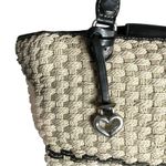 Brighton Vintage Y2K Rafia Woven Black Leather Trim Handbag Photo 1