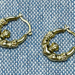 Macy's Claddagh Round Hoop Earrings in Solid 14k Gold, 3/8" Photo 0