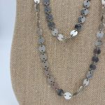 Silver Tone Flat Round Disc Linked Chains Layering Necklace Mod Disco Funky Photo 1