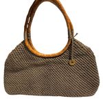 The Sak  Crochet Braided Leather Handle Hi I Satchel Tote Shoulder Bag Brown Photo 1