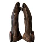 AGL Ballet Flats Brown Monika Cap Toe Suede Patent Leather Shoes Buckle 36 EUC Size 5.5 Photo 3