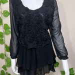 Pretty Angel  Rose Black Pleated Silk Dress Photo 0
