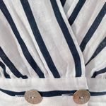 ZARA Women's White Striped V-Neck Long Balloon Sleeve Blouse Cropped Top Sz XS Photo 4