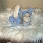 Blue Mules with Decorative Bow Size 6 Photo 4