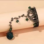 Flower Shape Elegant Bracelet Ring Inlaid Crystal Beads Vintage‎ Style Bracelet Black Photo 3