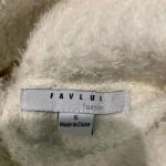 Fauvux fashion white and dark blue striped fuzzy turtleneck sweater Photo 5