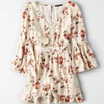 American Eagle Floral Boho Bell-Sleeve Shorts Romper Photo 0