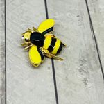 Enamel Bee Brooch Preowned Black Yellow‎ Gold Pin Costume Jewelry Queen *FLAW Yellow Photo 3