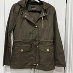 Olive Green Utility Jacket shirt cotton anorak style zipped closure size S Photo 4