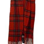 Steve Madden Classic Tartan with Tassels Fringe Raw Edges Plaid Scarf Red Photo 0