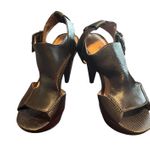 Anthropologie No 704b Vanya Brown Leather Python T Ankle Strap Pumps Shoes 5.5 Photo 0