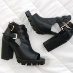 Black Cut Out Ankle Boots With Block Heel Size 6 Photo 0