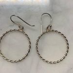 925 Sterling Silver Twisted Rope Circle Dangling Earrings Photo 3