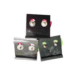 Red Cobra New Vintage Ribbon Fabric Rosette Post Earrings Set of 3 Pink Green Photo 1