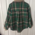 Plaid Green and Tan panache Shacket medium oversized fleece Photo 3