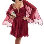 ASOS DESIGN long sleeve mini dress with godets in burgundy Red Size 12 Photo 0