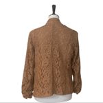 Chico's Chico’s Size 1 Tan Tobacco Lace Open Front Boho Casual Blazer Women's Small Photo 3