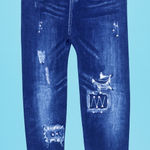 Emme Jordan Denim Jeggings with Faux Pockets – Stretch Fit (S/M) Blue Photo 0