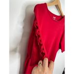 kim rogers  Shirt Womens Extra Large Red Crisscross Sleeves Pullover Casual Photo 1