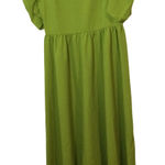 SheIn Green Midi Dress Puff Sleeve Square Neck Casual Dress size 8-10 (150) Photo 0