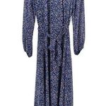 Poetry  Floral Maxi Dress Size 12 Boho Blue Prairie Long Sleeve Cottage Farmhouse Photo 0